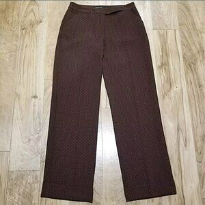 NEW Moda International Pants 8 Womens Cuffed Wide Trouser Leg Brown Polka Dot